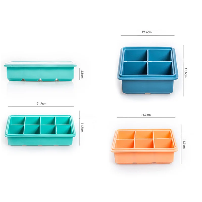

DIY Mold Mould Black 8 Big Grids Food Grade Silicone Ice Cube Maker Jumbo Large Ice Cube Square Tray Kitchen Accessories