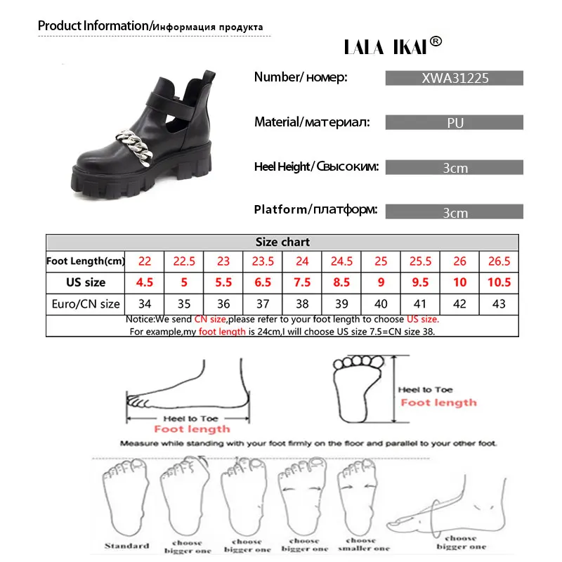 

LALA IKAI Boots Women 2020 Spring Autumn Metal Decoration Ankle Boots Fashion Short Booties Buckle Strap Zapatos de mujer A31225