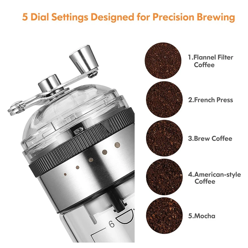 

FashionManual Coffee Grinder with Adjustable Setting,Portable Hand Coffee Grinder Mill with Ceramic Burr for Home Use, Camping