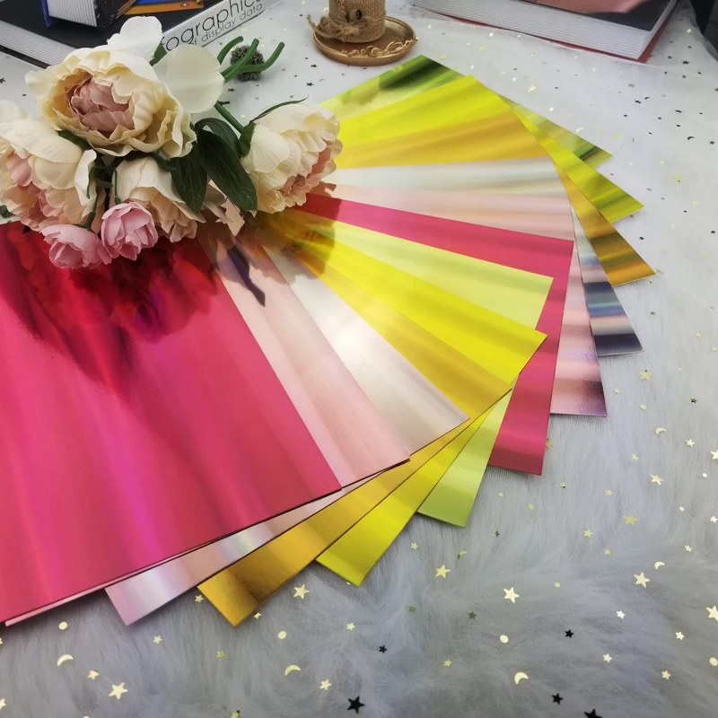 

A4 Gold Pink Laser Color Shades Holographic Craft Paper Cardstock Party Gift Card Decor DIY Photo Ablum Scrapbooking Paper Pack