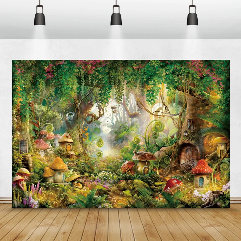 Сказочная страна чудес фотография Фон Старое дерево грибы Феи принцесса малыш