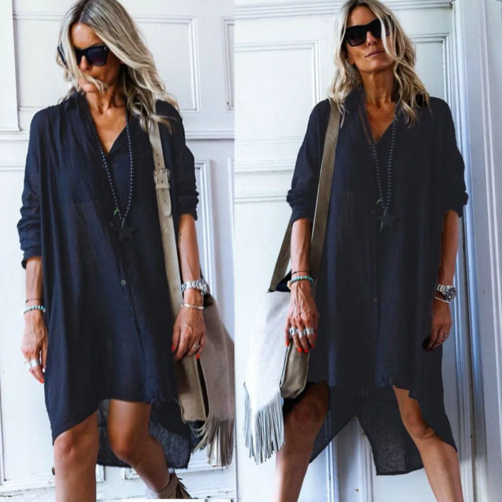 Модное женское платье с длинным рукавом рубашка Женская офисная одежда