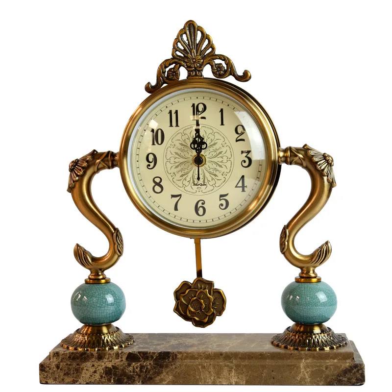 

European Clock Desktop Living Room Light Luxury Clock Decoration Creative Retro Large Mute Table Clock Desktop Clock