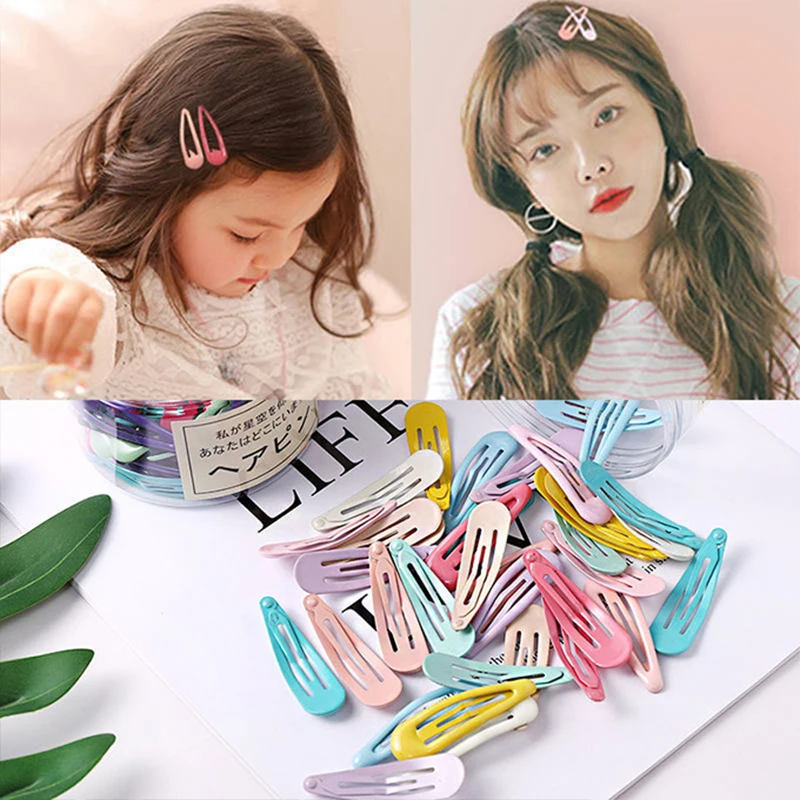 10/40PCS Women Fashion Hair Accessories Girls Cute Colorful Waterdrop Shape Hairpins Sweet Hair Clips Child Slid Clip Barrettes