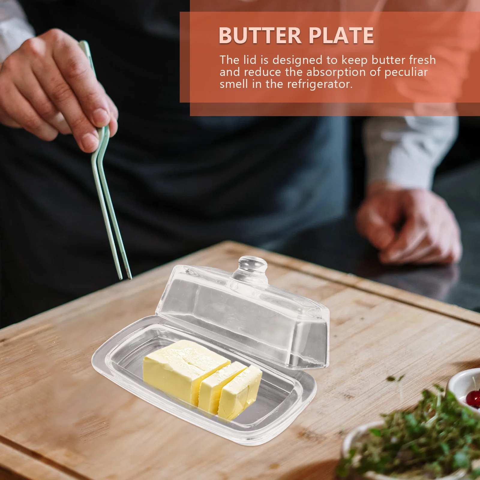 

Simple Glass Butter Dish Hotel Butter Storage Dish Dessert Food Tray with Lid