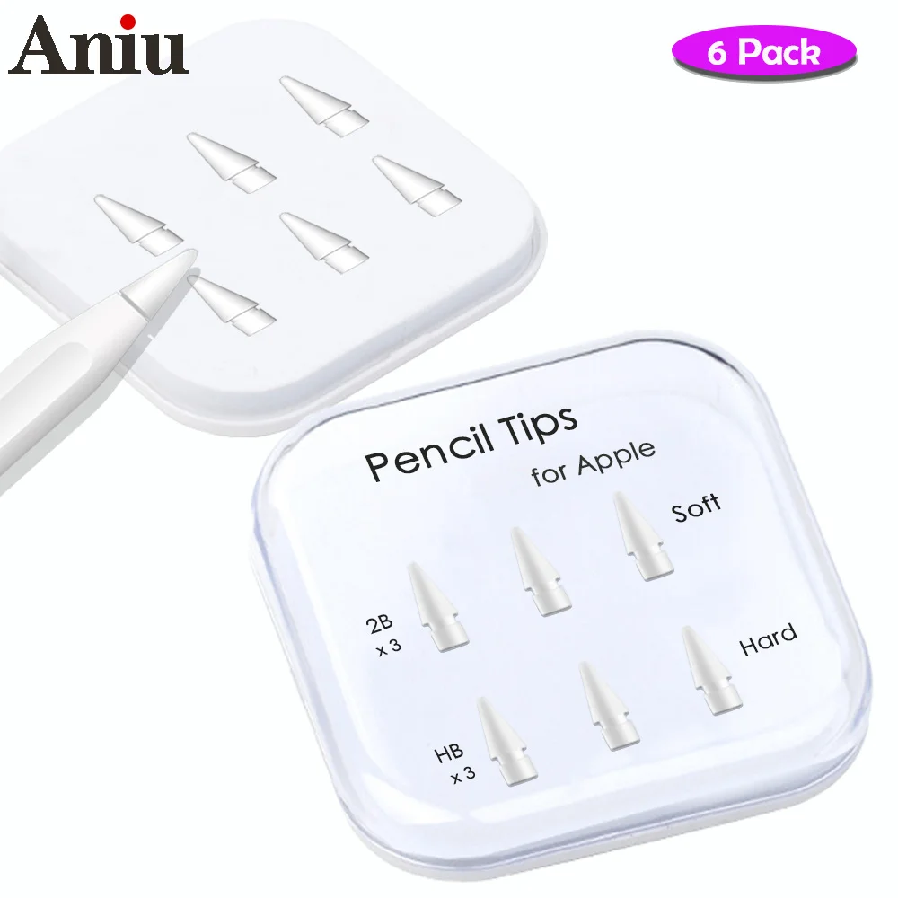 

Кончики для карандашей Apple Pencil 1-го/2-го поколения, двухслойный перо стилуса для iPad, мягкие и жесткие, хватит на 3 года использования