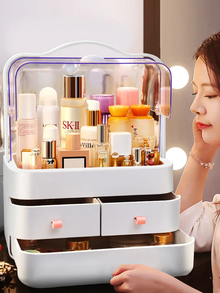 

2021 New Makeup Organizer Cosmetics Beauty Storage Box for Girls Waterproof Dustproof Large Capacity Makeup Storage Box