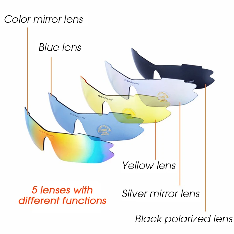 Поляризованные велосипедные очки для мужчин и женщин с 5 сменными линзами сумка