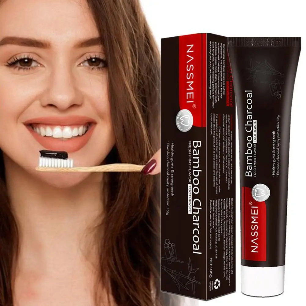 

Bamboo Toothpaste Freshens Breath Removal Yellow Teeth Fast Whitening Black Activated Charcoal Tooth Paste Hygiene Cleaning