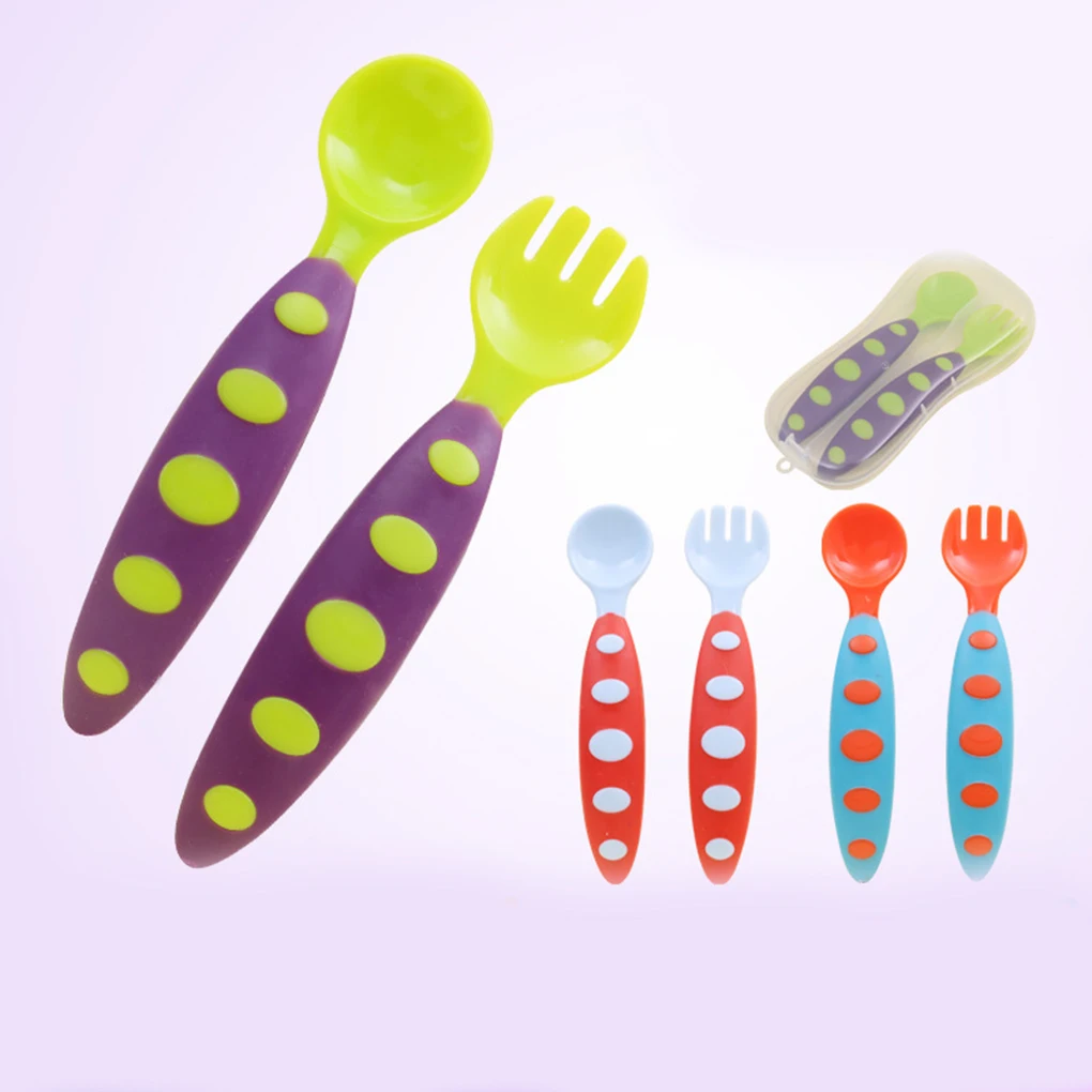 

Высокое качество, младенцев, детей ясельного Еда Класс PP набор ложка и вилка для новорожденных столовая посуда для малышей инструменты для ...