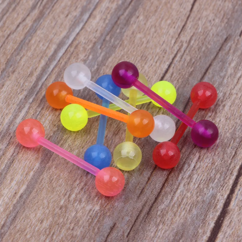 2 шт. кольцо на язык фосфоресцирующее акриловое пирсинг язычок соска штанга