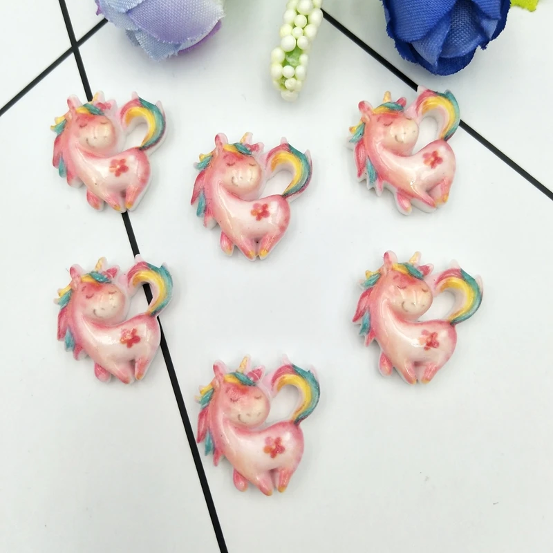 20 шт. Kawaii Смола единорог с плоской задней частью кабошоны из смолы DIY Скрапбукинг