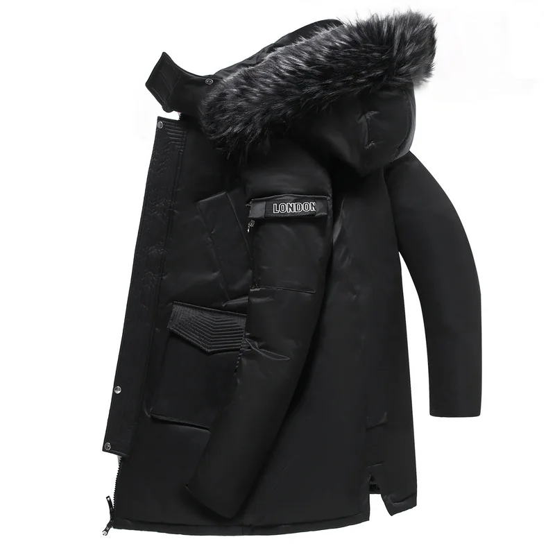 Мужская теплая зимняя меховая толстовка длинные пуховики и куртки