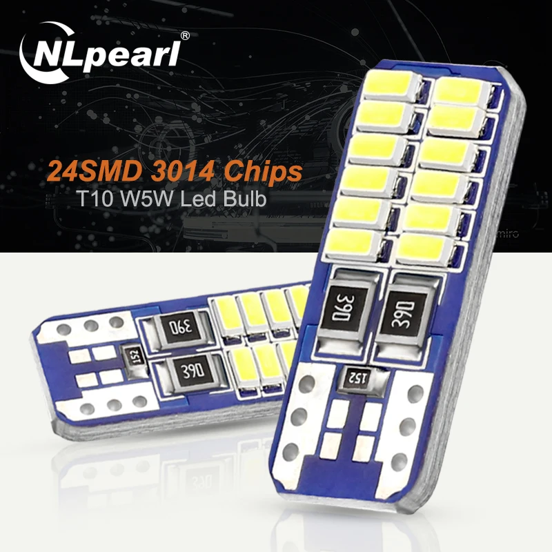 Сигнальная лампа NLpearl 10X T10 W5w Canbus Светодиодные лампочки 12 в 3014 24SMD Автомобильные