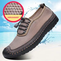 new mesh summer men casual shoes breathable footwear mesh cloth men loafers soft flats sandals handmade male driving shoes