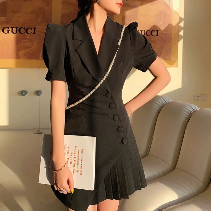 Платье Блейзер женское с коротким рукавом дизайнерское мини платье для вечерние