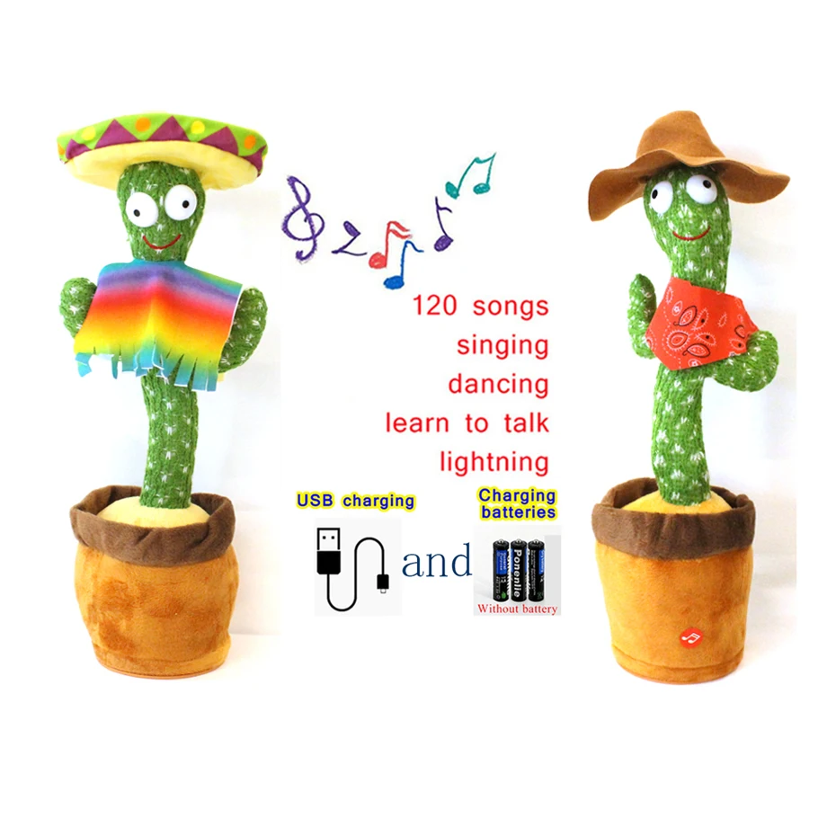 

Cactus Plush Toy Electric Singing 120 Songs Dancing And Twisting Cactus Luminous Recording Learning To Speak Twisting Plush Toy