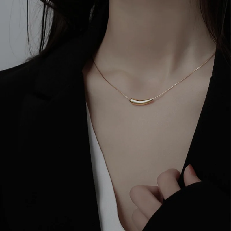 

925 sterling silver Korean water drop necklace female clavicle chain female temperament high sense necklace ins cold wind