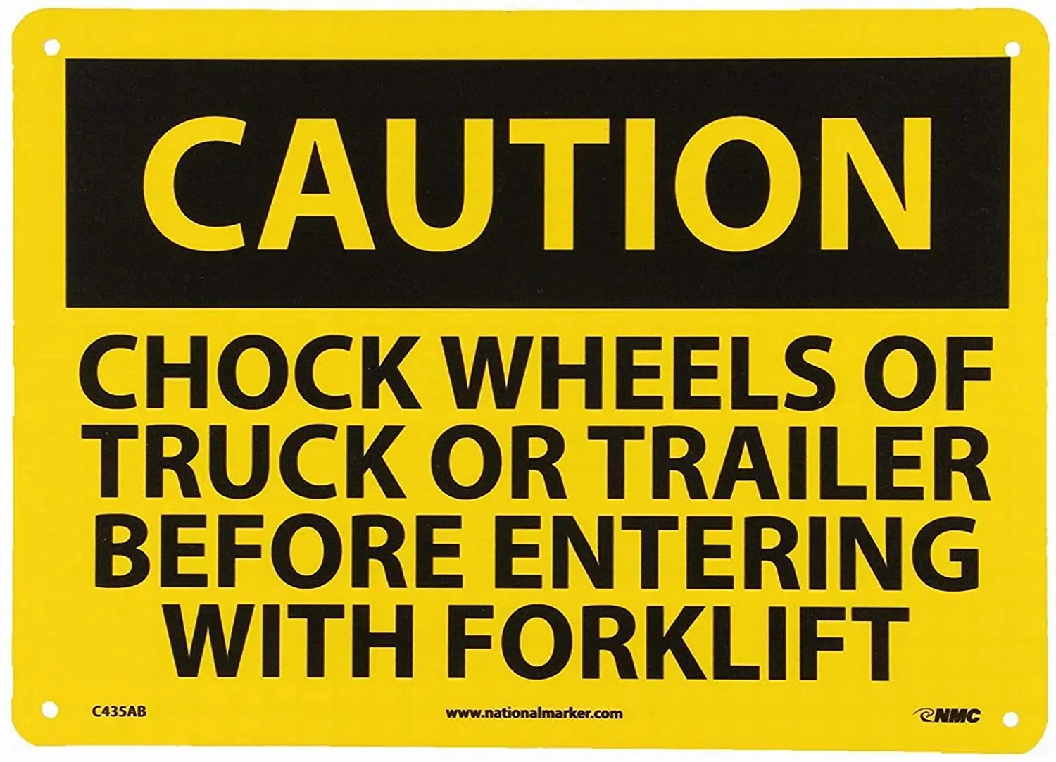 

PixDecor Wall Signs Notice Warning Sign Decor 8x12 Tin Metal Signs Caution - Chock Wheels of Truck OR Trailer Before Entering