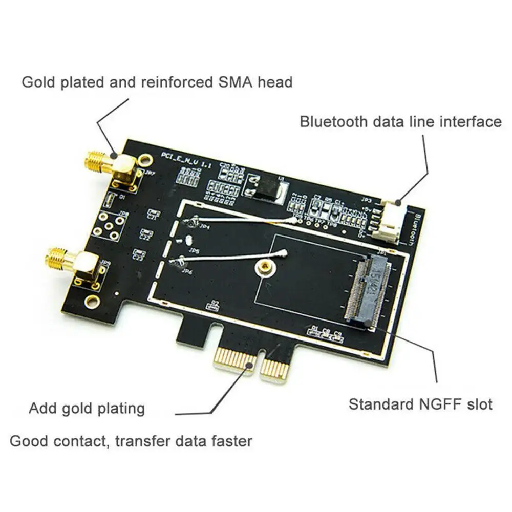 M.2/NGFF к PCI E AC беспроводная карта с антенной переменного тока для 9260 8265 1550AC