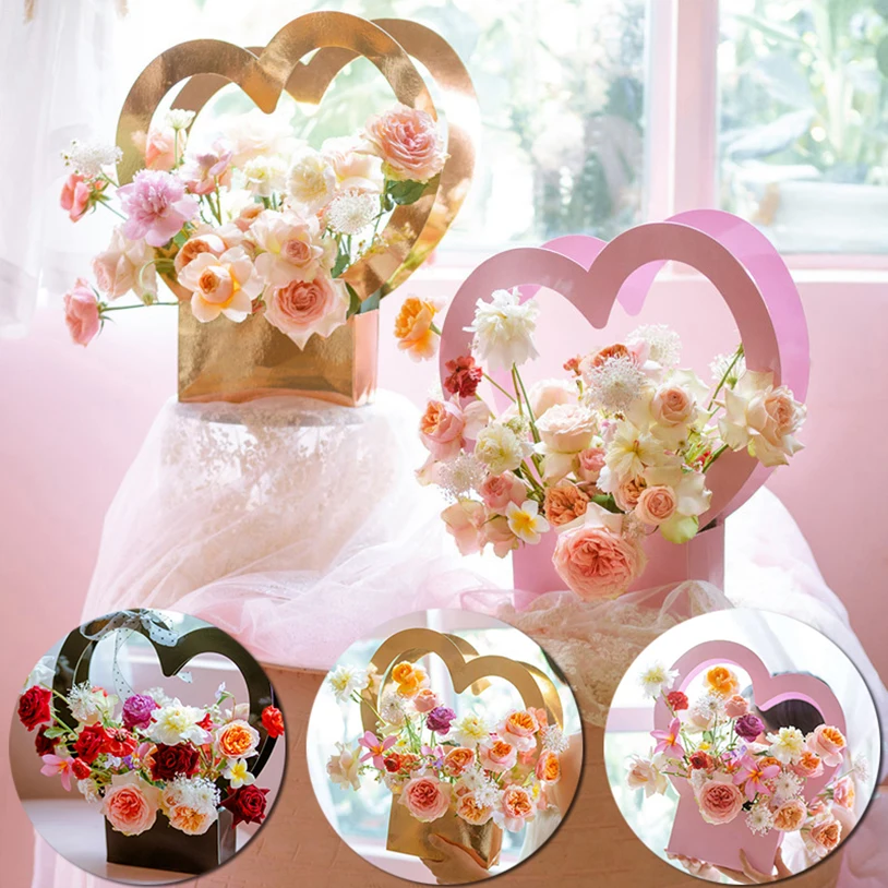 Цветы в форме сердца коробок романтичная упаковочная бумажная коробка для