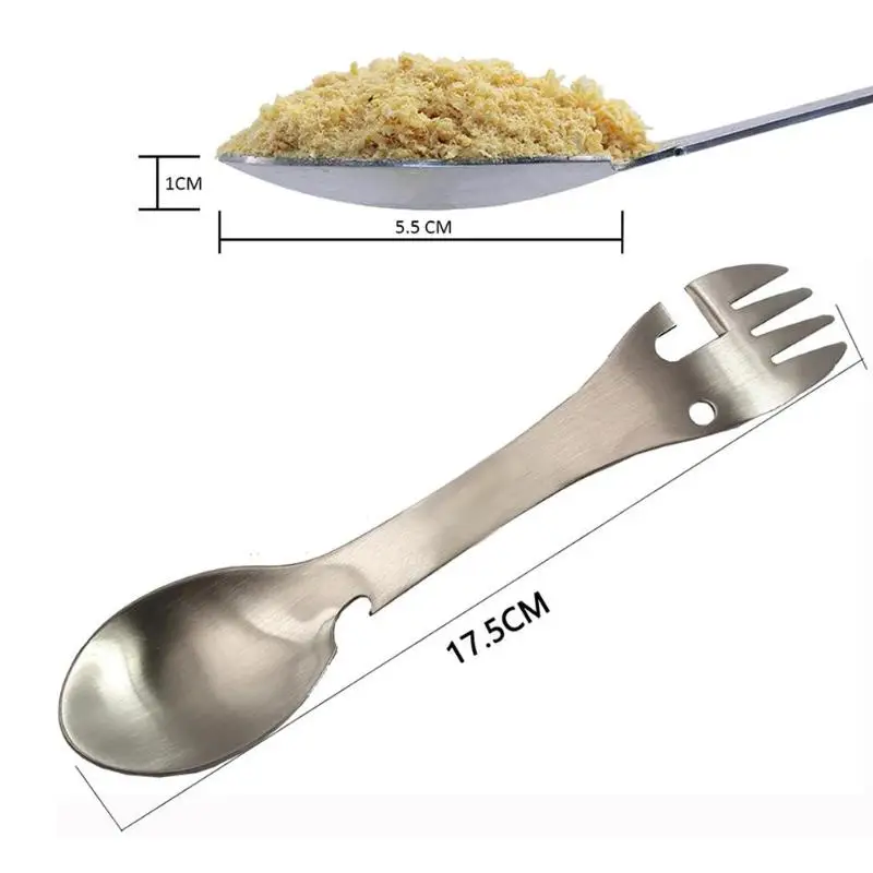 

5in1 Multifunctional camping equipment Cookware Spoon Fork Bottle Opener