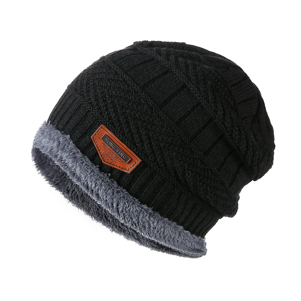Новинка 2019 модная мужская теплая зимняя шапка шарф набор из мягкой вязаной шапки