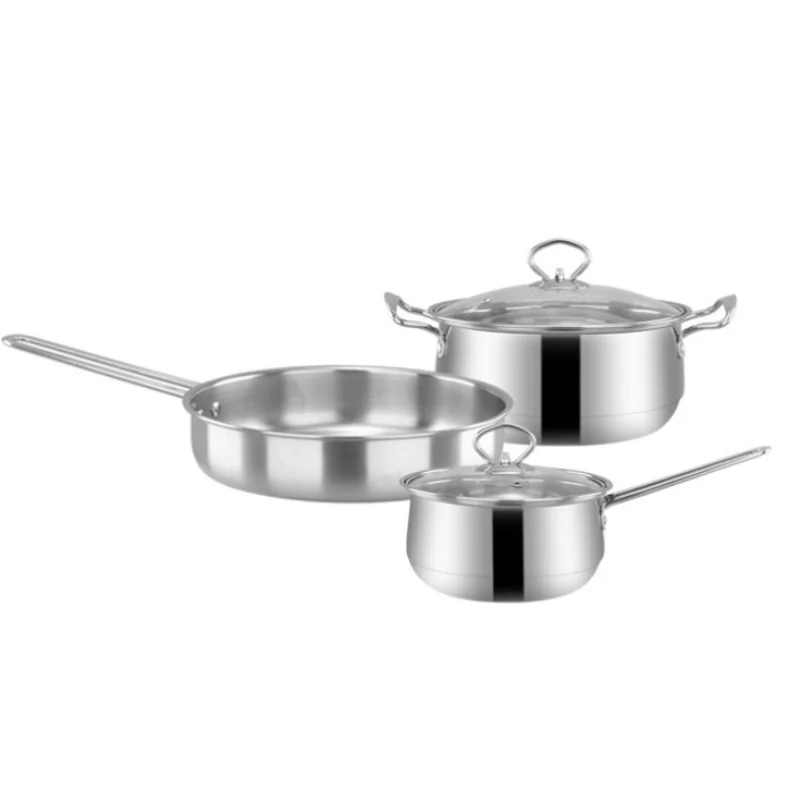 3 шт. антиобжигающие антипригарные наборы посуды бытовые кастрюли из нержавеющей
