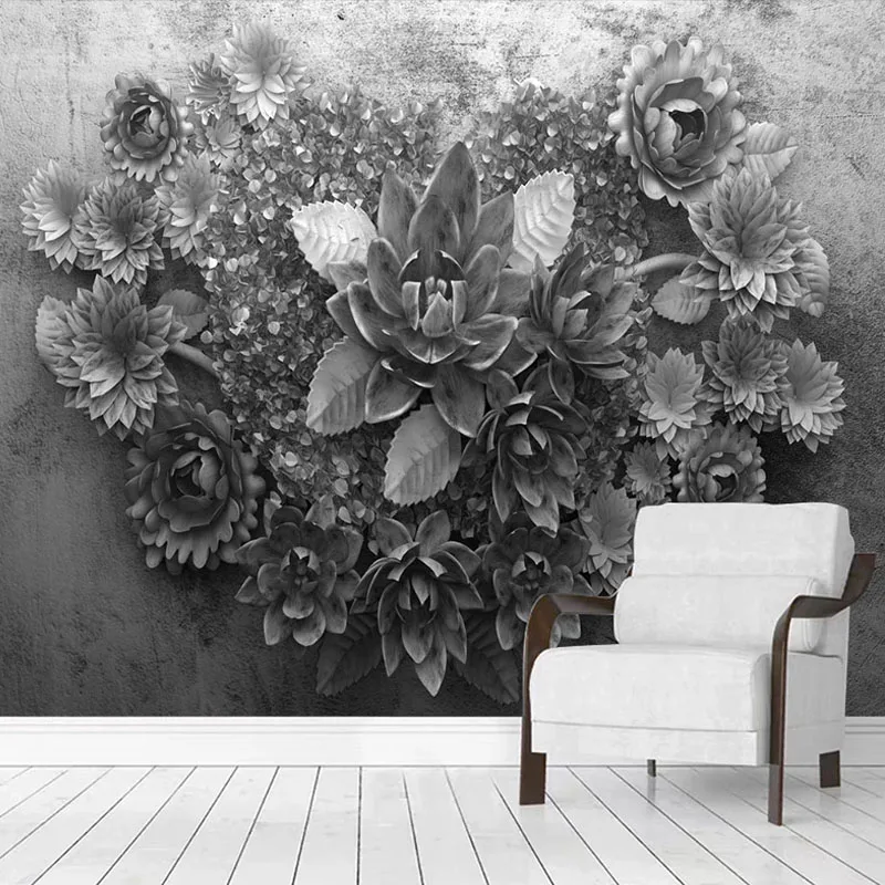 

Пользовательские Настенные обои 3D цементные настенные цветы Фреска гостиная ТВ диван спальня фон Настенный декор Papel де Parede обои