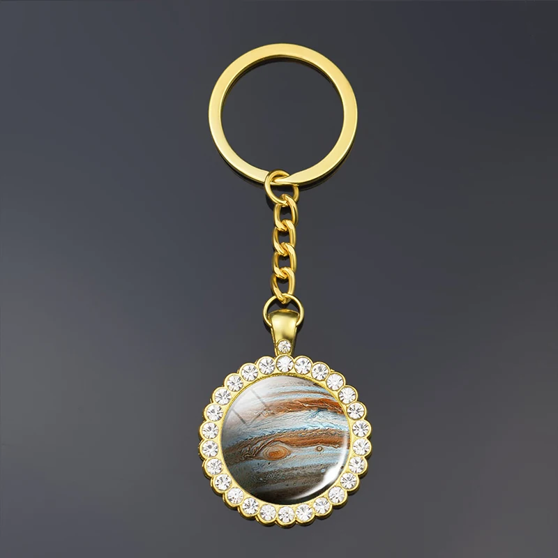 Брелок на солнечной батарее с кристаллами цепочка для ключей в виде планеты