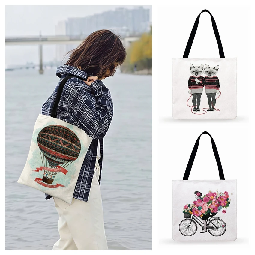 

Ladies Shoulder Bag Scandinavia Art Painting Print Tote For Bag Women Casual Tote Fashion Beach Tote Bags Foldable Shopping Bag