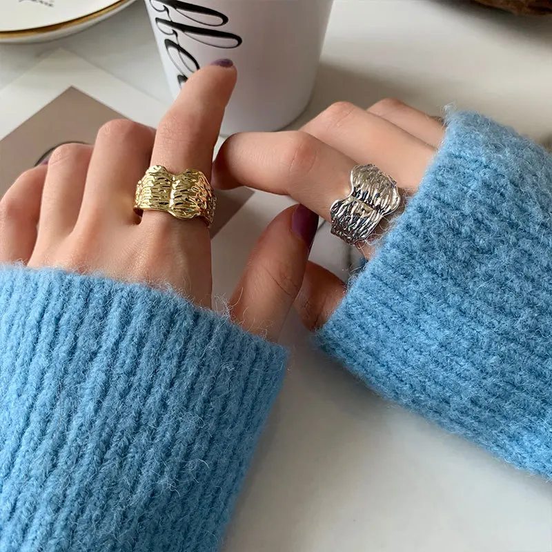 

Женское Открытое кольцо с геометрическим рисунком, серебряное