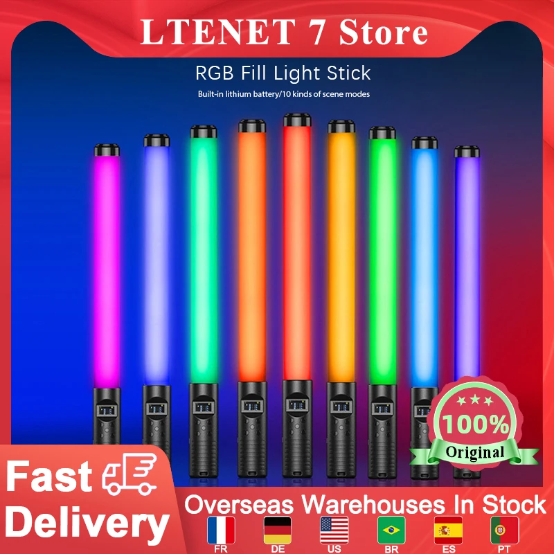 

RGB Colorful Fill Light Stick USB Rechargeable 1200 Lumens LED Handheld Photographic Fill Lamp For Street Dance Party Wedding