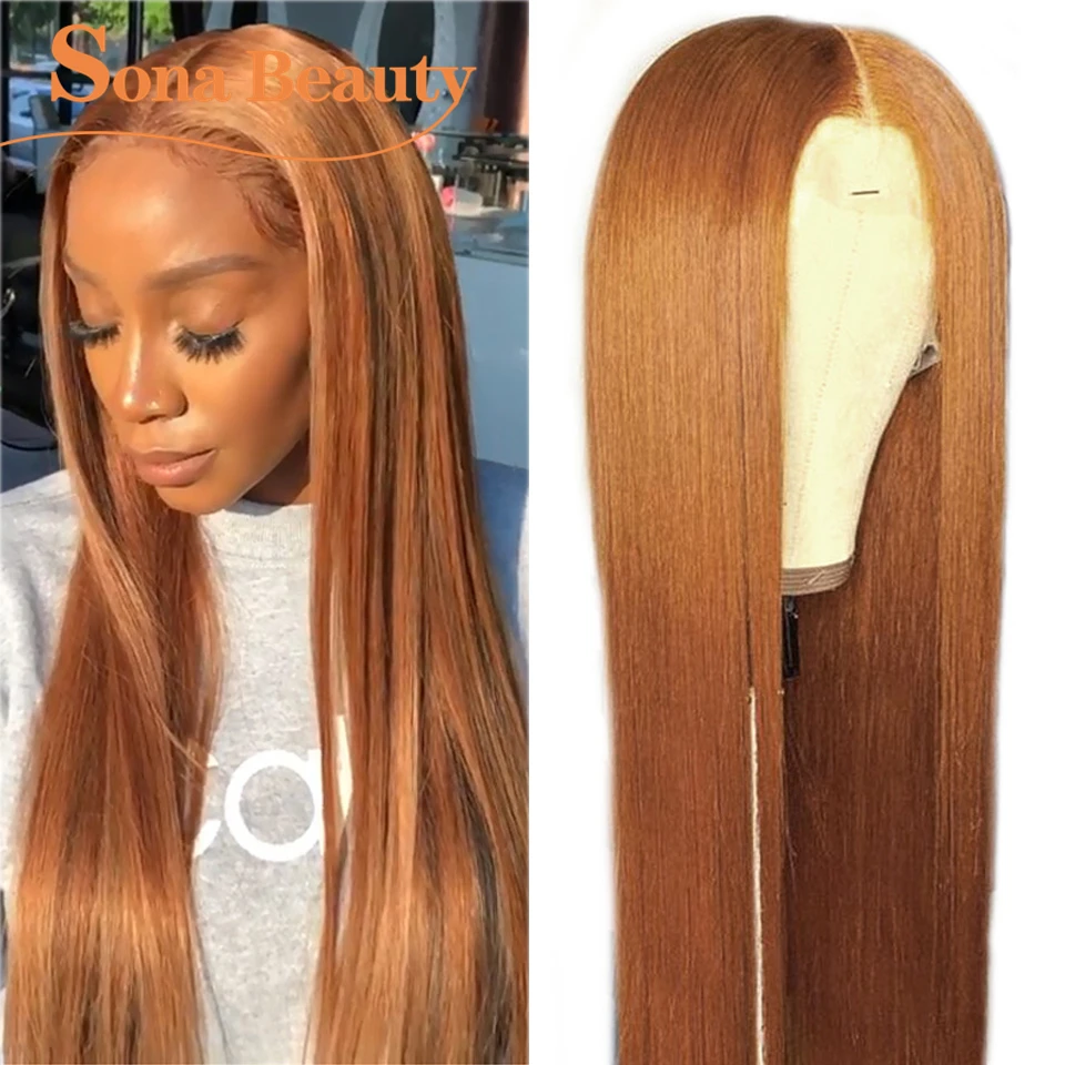 

Brazilian Remy Orange Ginger Lace Front Human Hair Wig Preplucked Red Lace Front Wigs For Women Brown 13x1x6 T Part Lace Wig