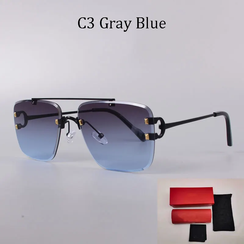 

Men's sunglasses, metal frame, square rimless glasses with large c lenses, carter brand design, men's eyeshadow, new, 2021