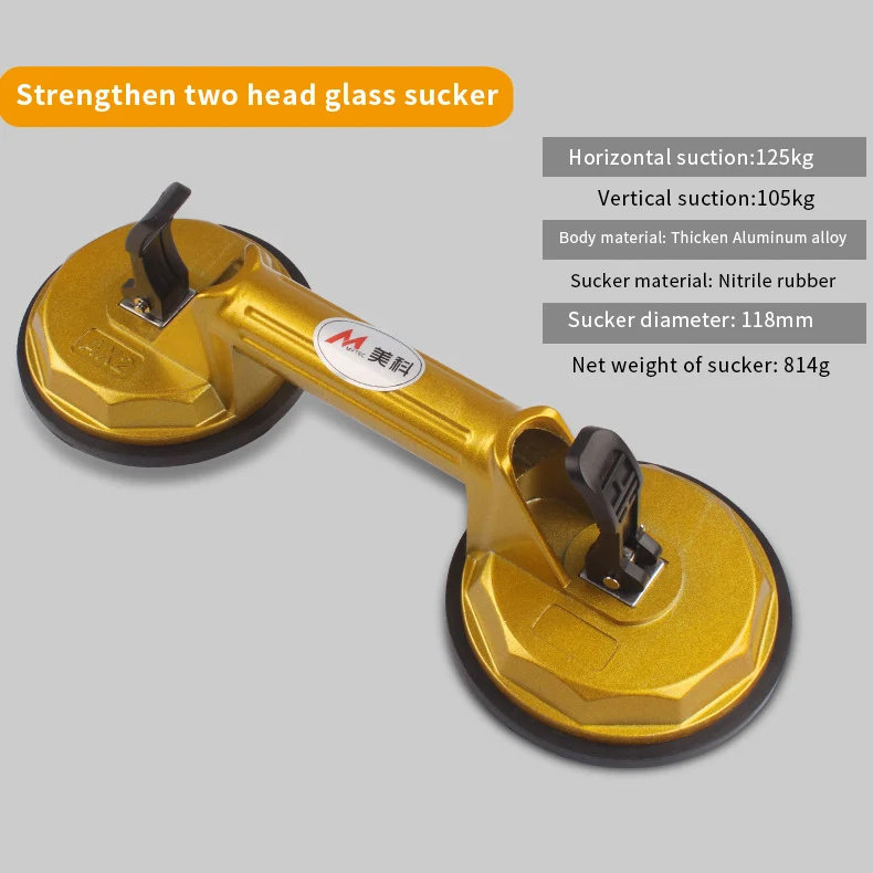 strengthen 2 head  Vacuum Suction Cup Glass Lifter Powerful Glass Tile Carrier Gripper Sucker Plate