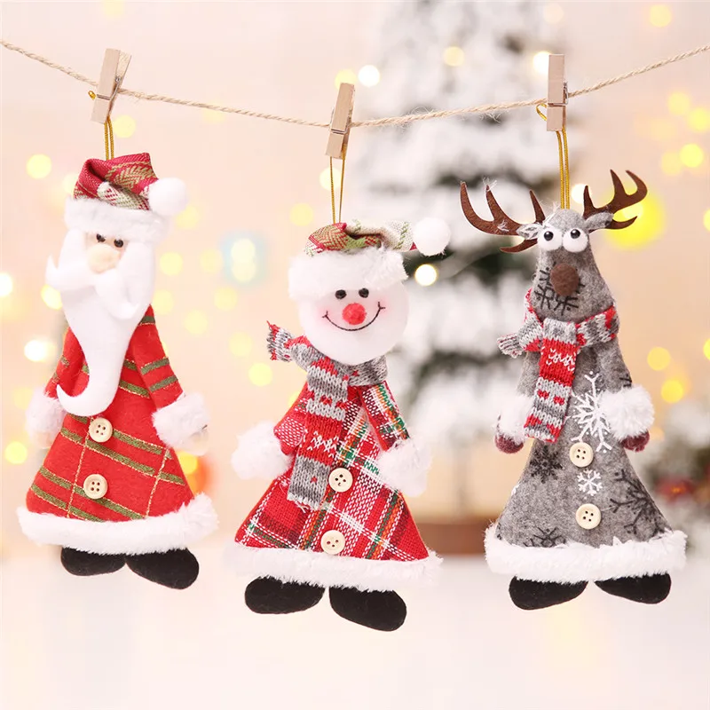 Christmas Tree Decorations for Home Santa Claus Snowman Christmas Ornaments Supplies Pendant Kids Xmas Christmas Gifts