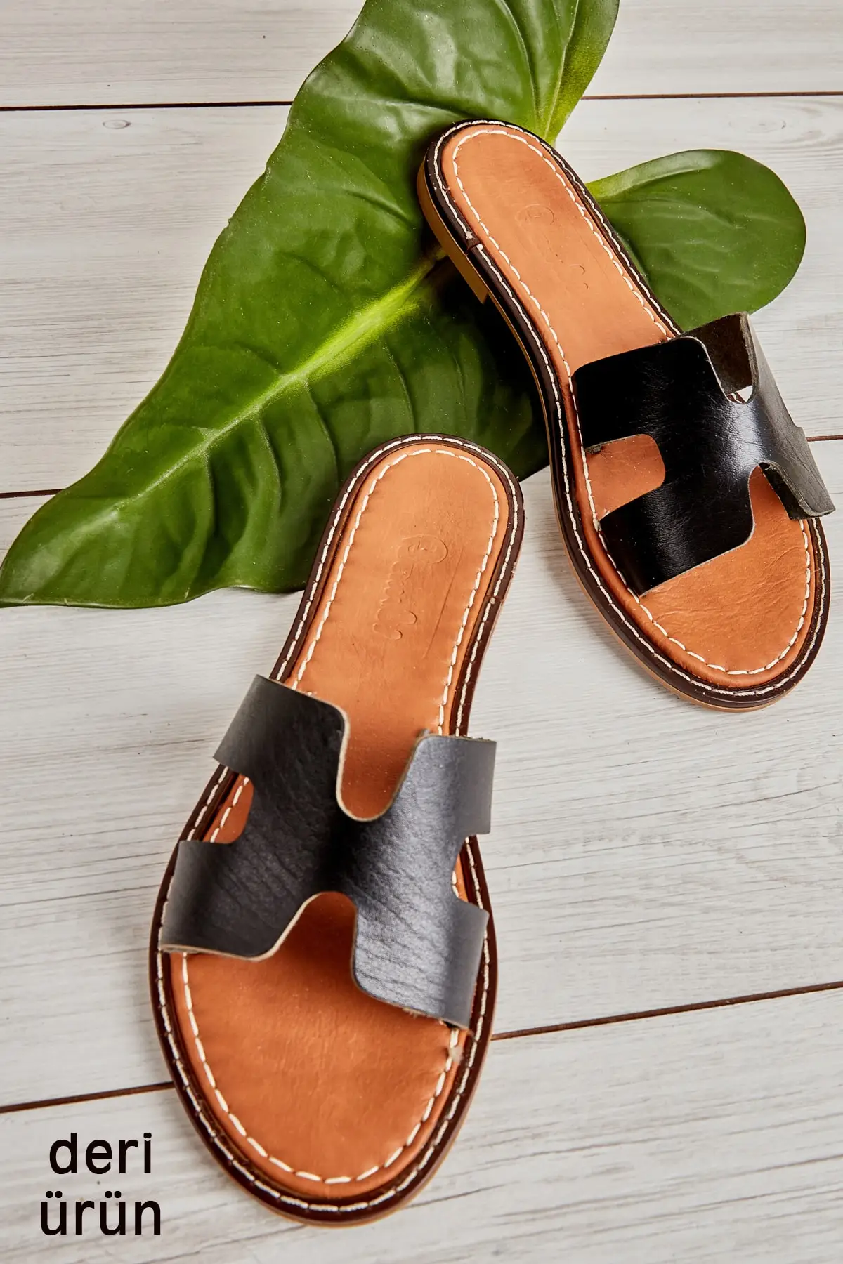 leather ladies slippers