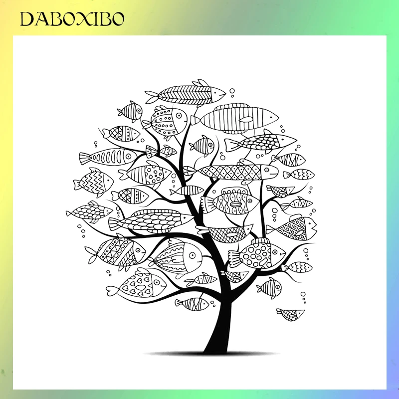 DABOXIBO рыба на дереве прозрачные штампы для DIY скрапбукинга/открыток/фотоальбом