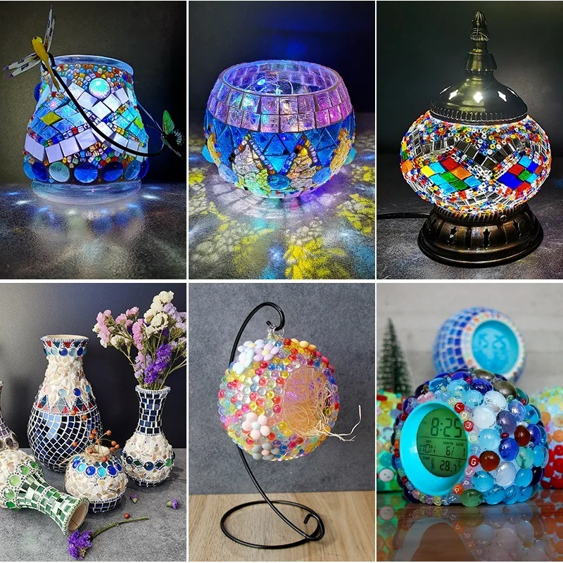 Разноцветные стеклянные драгоценные камни мозаичная плитка галечные круглые