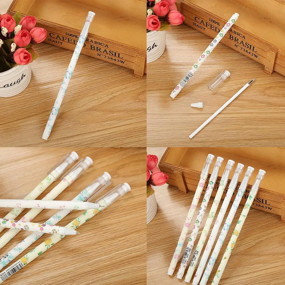 

0.5mm Black Gel Pen Small Floral Print Pen Stationery Office School Supplies Supplies Student Pen Exam B1R0