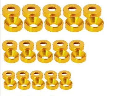 

20 шт., алюминиевые красочные анодированные болты с потайной головкой, шайбы, прокладка, красный/серый/золотой/глубокий синий/черный/фиолетовый M2 M3 M4 M5 M6