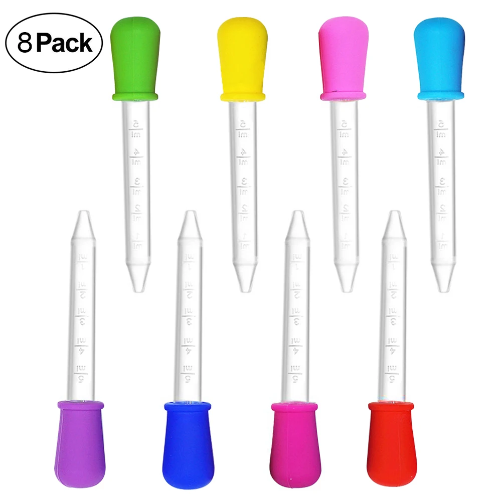 

8pcs/pack Non-toxic 5ml Portable Pipettes Transfer Plastic Eyedropper Medicine Dispenser Silicone Feeder 12cm For Baby Infants