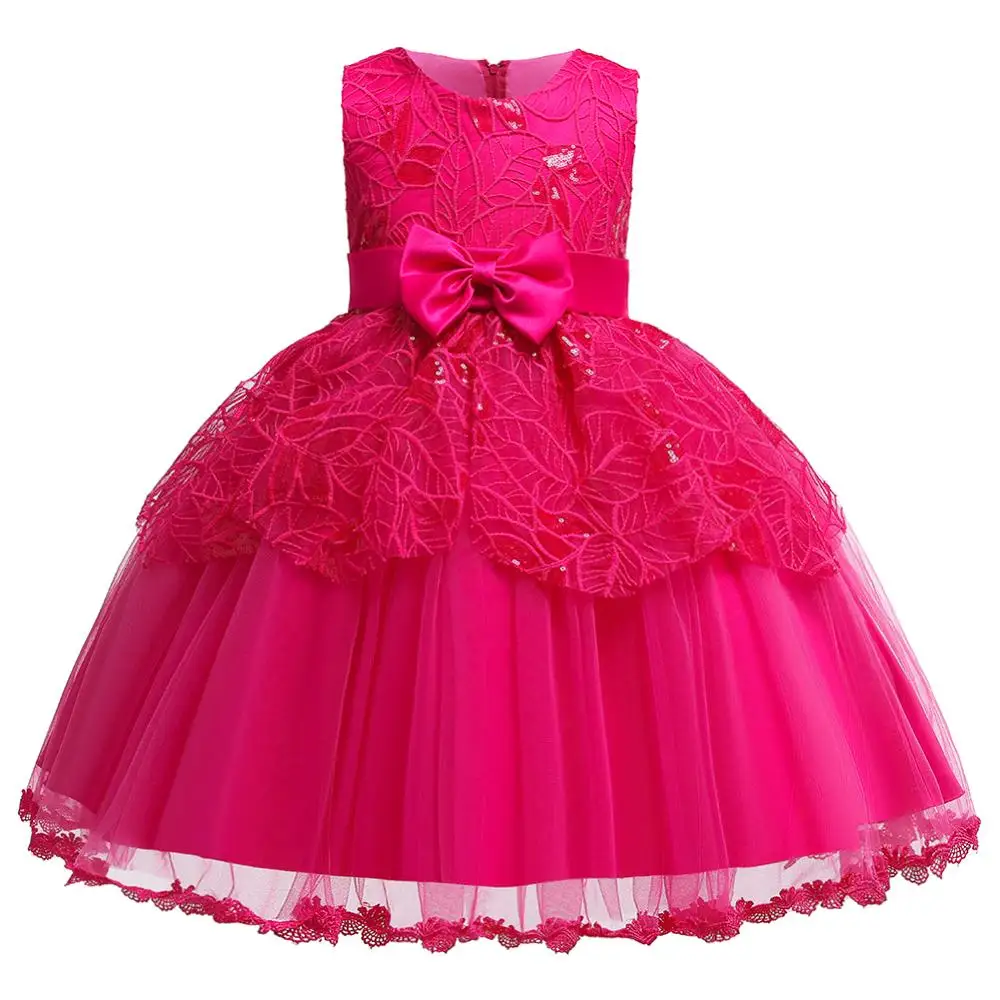 

2019 Summer Embroidery Bow Princess Baby Girl Dress 1-5y Birthday Party Wedding Dress Baptism Dresses for Infant Girls Clothing