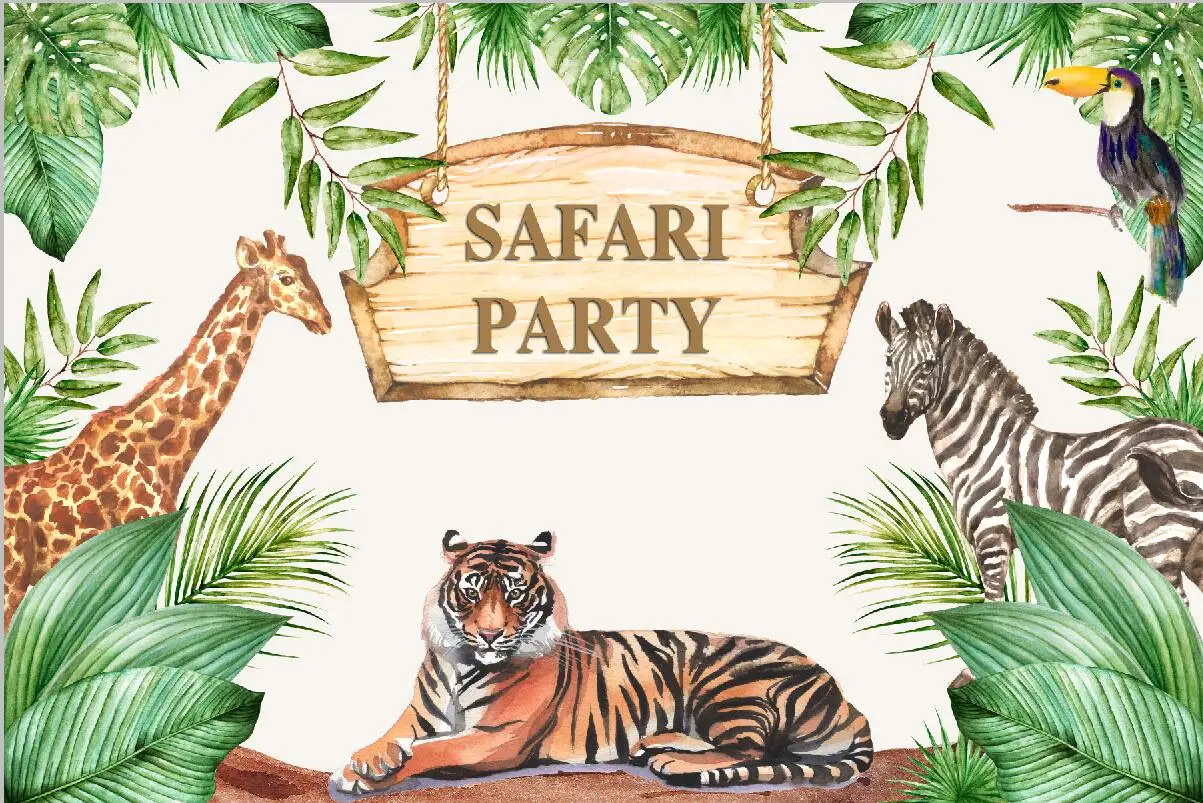 

7x5FT зеленые джунгли и надписью «Wild one» для вечеринки в стиле сафари Жираф Тигр Зебра пользовательский Фотофон для студийной съемки фон винил...