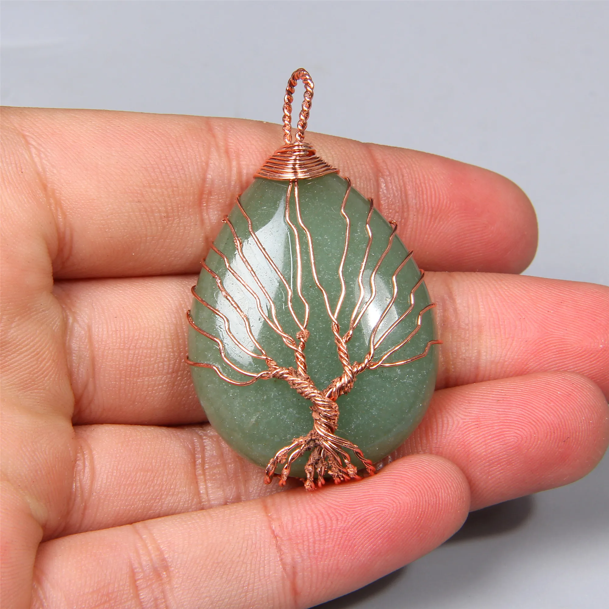 1 шт. женское натуральное зеленое авантюрин jades Капля воды ожерелье подвеска