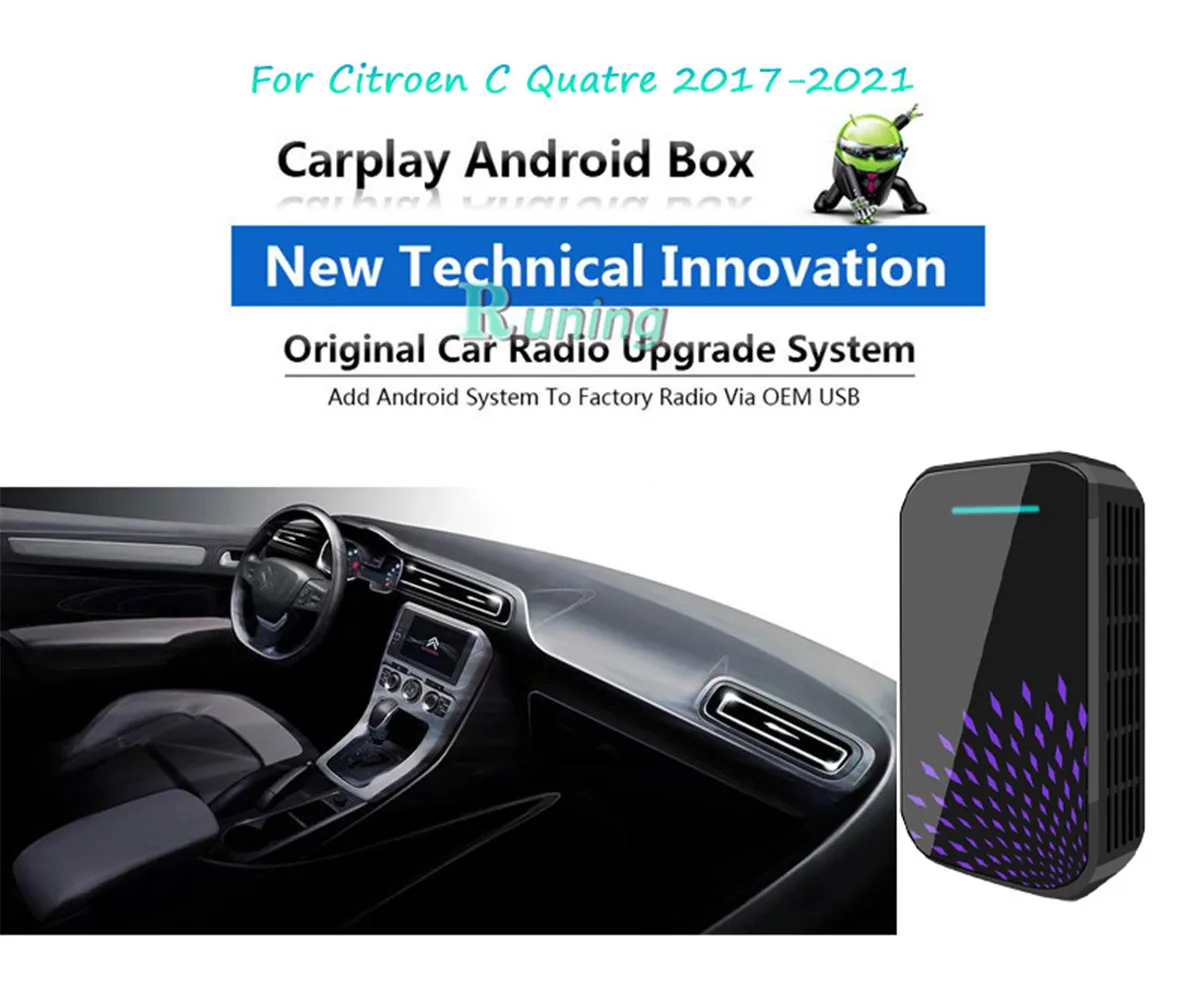 

Upgrade Car Radio Android Stereo Carplay Box For Citroen C Quatre 2017-2021 Car Multimedia Player GPS Navigation Plug and Play