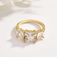 trendy gold plating color engraving pattern inlaid cubic zircon crystal rhinestone female ring for women wedding jewelry