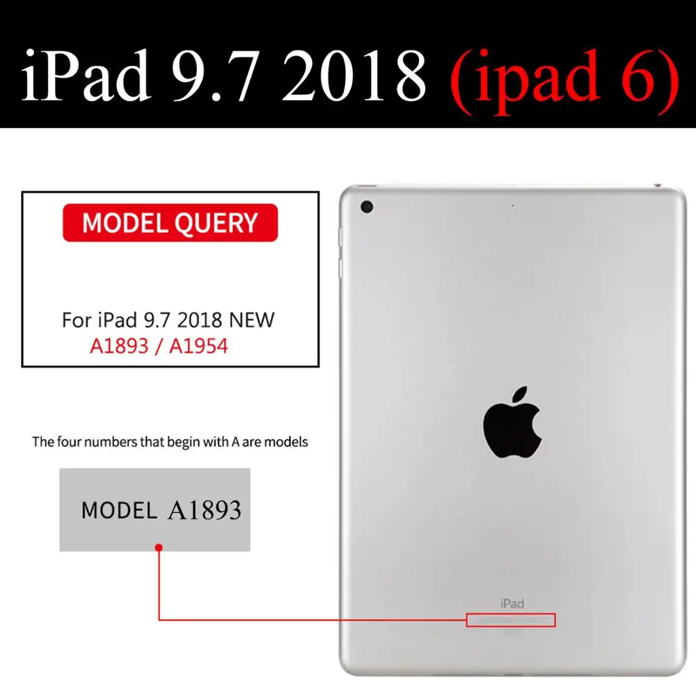 

Tablet flip case for Apple ipad 9.7" 2018 cover Smart Sleep wake funda Trifold Stand skin capa card solid for ipad6 A1893 A1954