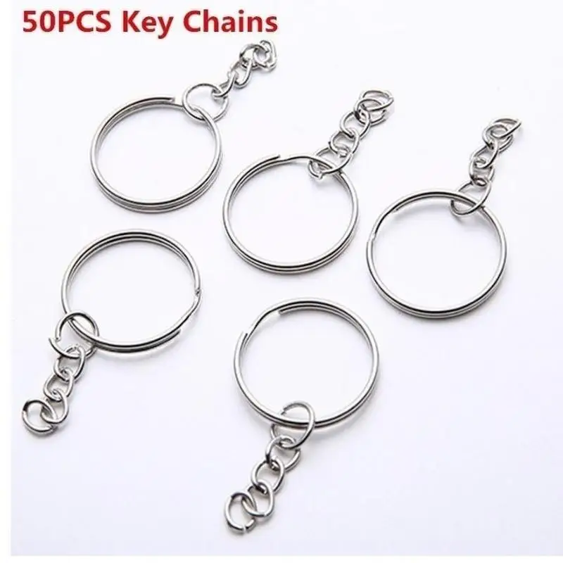 25/50 шт полированные серебряные пустые Брелки Сплит Кольца Брелоки Подвеска